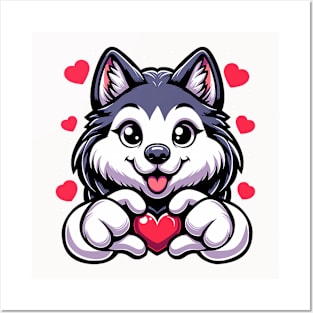 Siberian Husky Dog Heart Valentine_s Day Kids Girls Boys Posters and Art